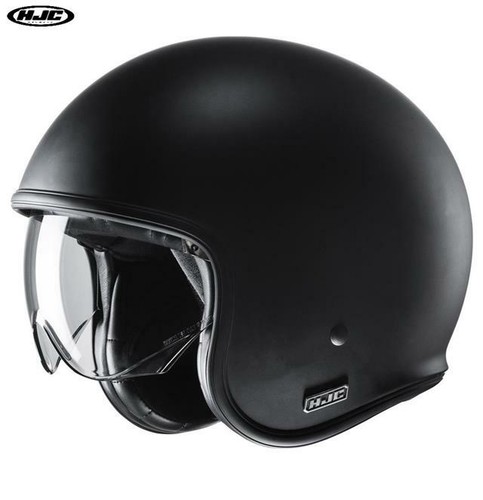 CASCO JET VINTAGE MOTO/SCOOTER VISIERA PARASOLE PELLE HJC V30 NERO OPACO |  eBay