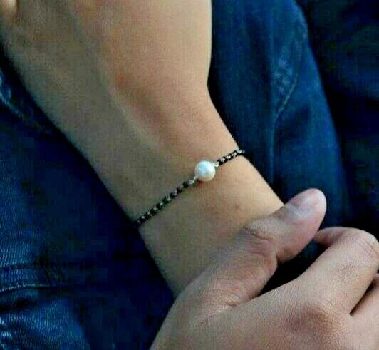 Natural Pearl 925 Sterling Silver Hand Mangalsutra Bracelet For anniversary Gift - Image 2 of 3