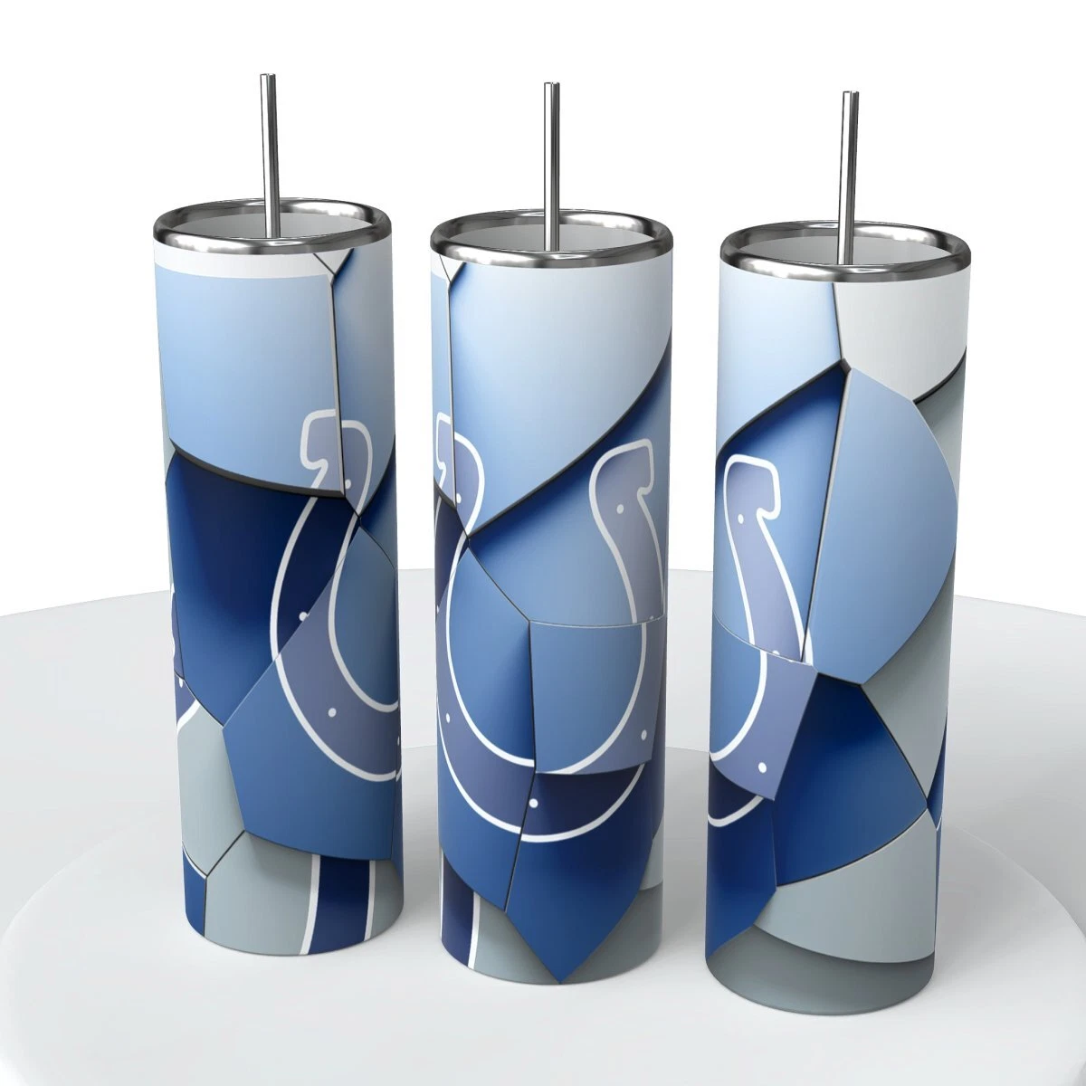 Abstract Blocks football Skinny Steel Tumbler with Straw, 20oz