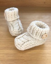 Knitting Pattern Baby Booties Cable Paper Copy Easy To Follow Pattern DK 0-3 3-6