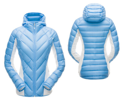 SPYDER Damen echte Daunenjacke Winter Steppjacke Jacke Light Downjacket Kapuze 