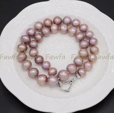 11-12mm Natural Purple South Sea Baroque Edison Pearl Necklace Beads 14-36''