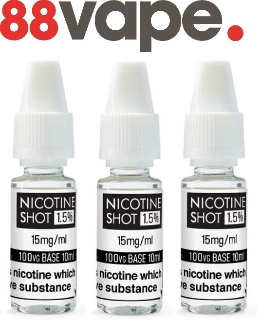 88 Vape Nic Shot Nicotine Shots 15mg 10ml Bottle Premium E-Liquid Juice PK  Of 10