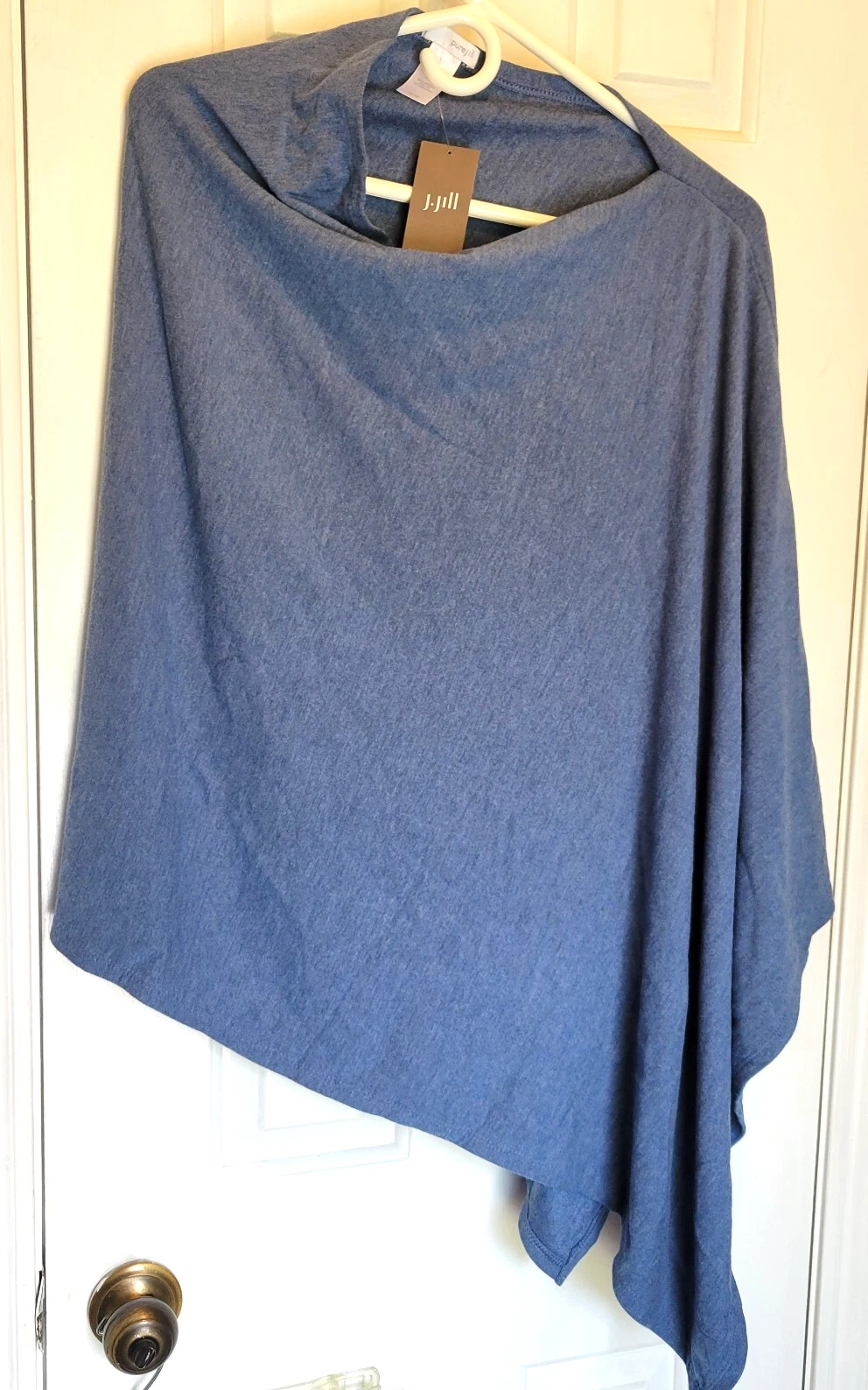J Jill NWT Womens One Size Poncho Sweater Knit Modal Blend Blue