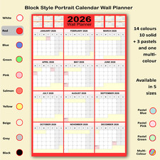 2026 year wall planner block calendar style portrait 14 colours 5 sizes [Type FP