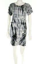 Freiche 134143 Womens Black/Gray Tie-Dye Short Sleeve Shift Dress Size Medium