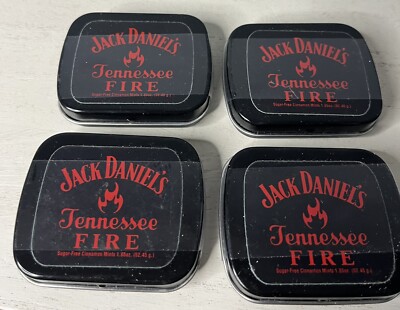 Jack Daniels tennesse fire cinnamon mints lot of 4 collectible tins RARE HTF NEW