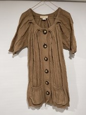 Michael Kors Cable Knit Cotton /Wool Short Sleeve Button Down Tunic,Dress L EUC
