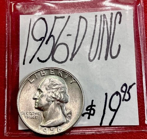 1956-D Washington Silver Quarter (UNC) Uncirculated Condition! ENN Coins