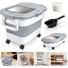 Dog Food Storage Container With Wheels, BPA Free, Collapsible, Clear Window