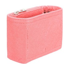 Purse Organizer Insert, Felt Handbag Shaper with Zipper, 5.3"x2"x4", Pink