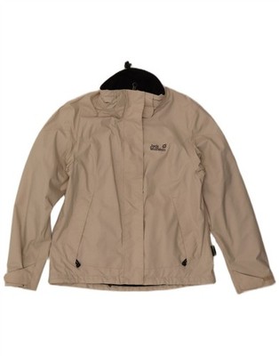 JACK WOLFSKIN Womens Rain Jacket UK 12 Medium  Beige Polyester CM15