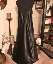 Liquid Satin Lace Maxi Long Black Nightgown Slip Dress Chemise Plus Size