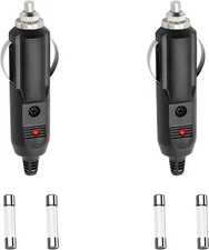 2PCS Cigarette Lighter Male Plug, 12/24V Aux Socket Cigar Plug Connector with 15