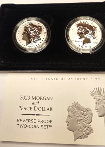 2023-S Reverse Proof $1 Morgan and Peace American Silver Dollar 2pc Set Box OGP