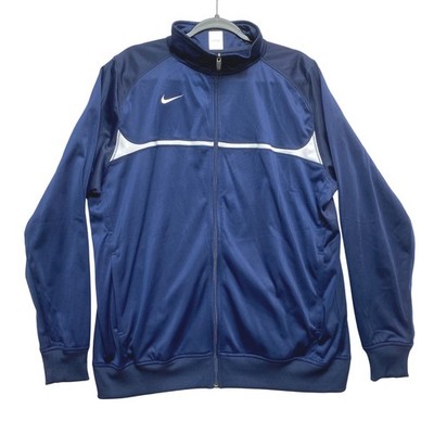 Nike Track Jacket Mens XL Navy Blue Full Zip Swoosh Performance Sportswear