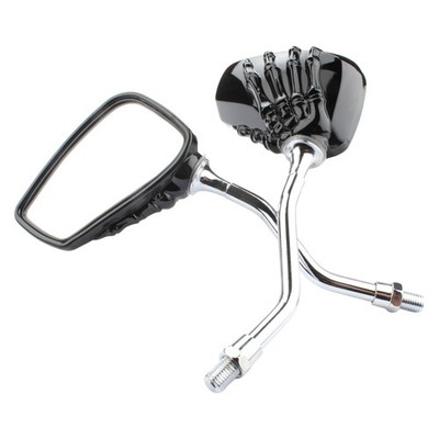Mirror Set Mr. Bones Black Motorcycle Quad ATV Universal Mirror 8/10mm 