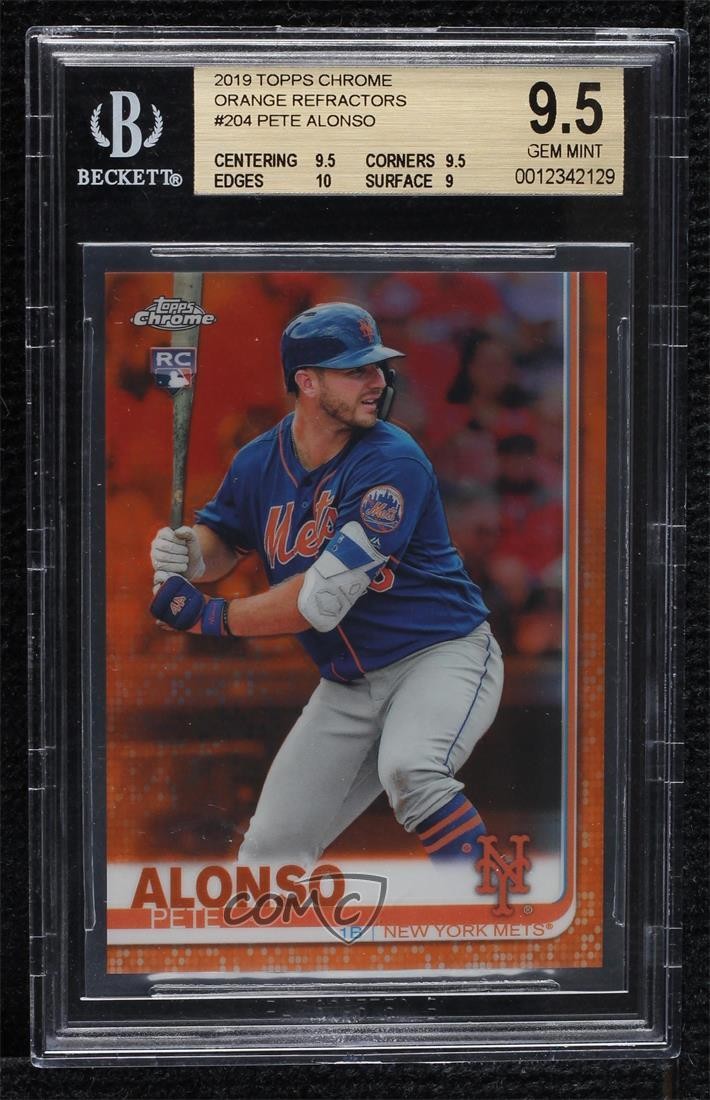 2019 Topps Chrome Orange Refractor 18/25 Pete Alonso #204 BGS 9.5 GEM MINT uk2