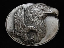 NH07102 VINTAGE 1990 AMERICAN BALD EAGLE PEWTER SISKIYOU BELT BUCKLE