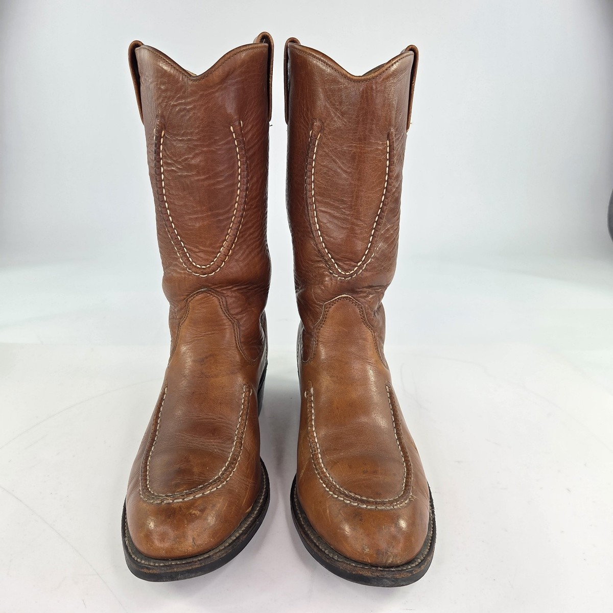 VTG Double H Horseshoe Cowboy Boot US 8.5 D Steel Toe Work Boots USA Western Vintage Double H Men main image 4