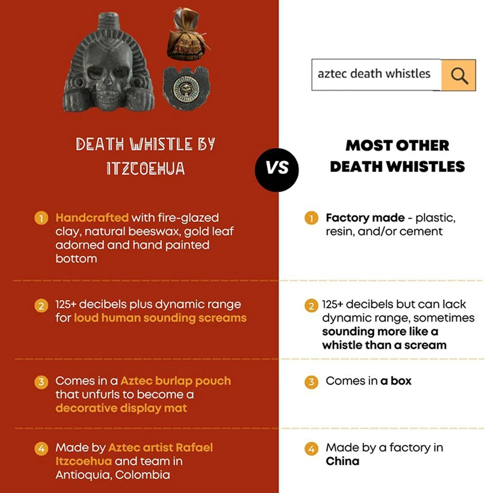 Real Screaming Aztec Death Whistle Loudest Human Sounding - image 4 of 4