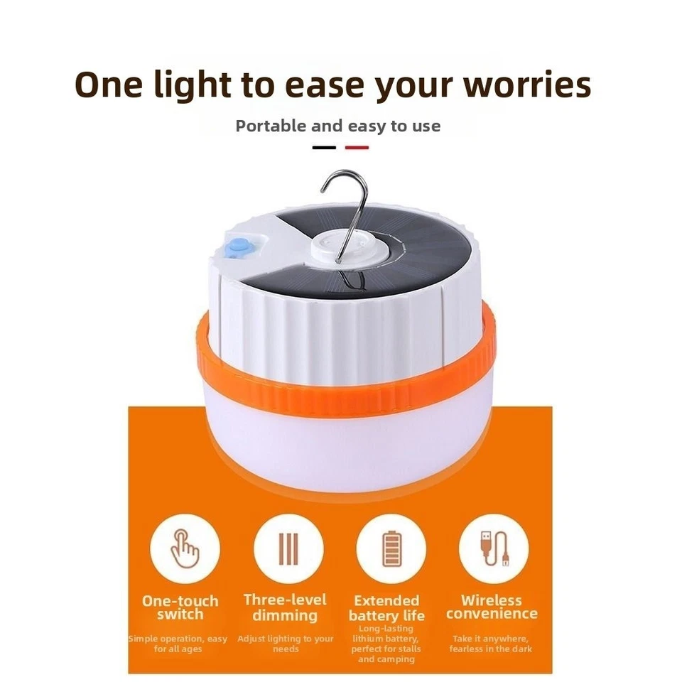 LED Lighting Portable Lanterns Solar-Powered Emergency Lights  Fishing - Image 2 of 4