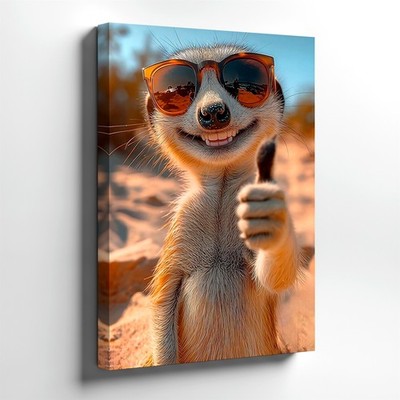 Wall Art Funny Meerkat Wearing Sunglasses Thumbs Up Desert Animal Poster Decor