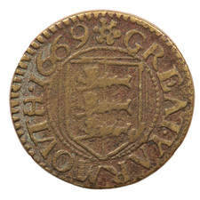 1669 GREAT YARMOUTH HAMMERED FARTHING COIN