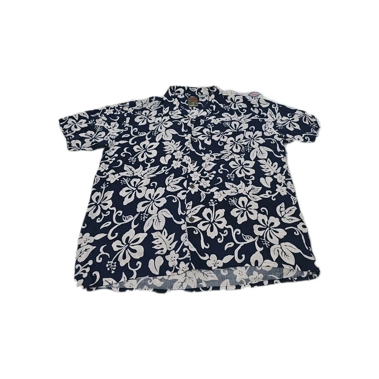 Vintage Pineapple Connection Hawaiian Shirt Mens XL Blue Floral Rayon Made In...