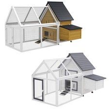 PawHut 65" Chicken Coop Wooden with Detachable Run for Backyard