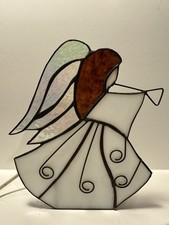 Vintage Stained Glass Angel Night Light Plug In VTG