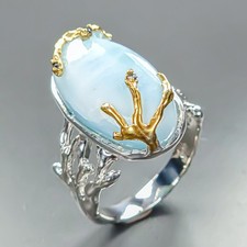 Vintage ring 20 ct Natural Larimar Ring 925 Sterling Silver Size 8 /R462295