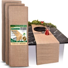 Burlap Table Runners (Pack of 6) – 12”x 108” - No-Fray Finished Edge Premium ...