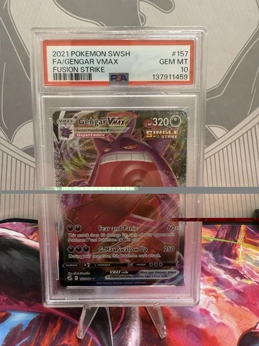 Pokémon Gengar VMAX 157/264 Fusion Strike Ultra Rare Holo Full Art PSA 10