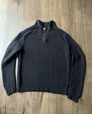 Express Men's Sweater Long Sleeve Black Cotton 1/4 Zip Sz L Thick Ribbed Preppy