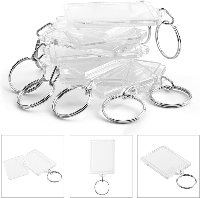 50x35mm CLEAR ACRYLIC BLANK KEYRINGS INSERT PASSPORT PHOTO SIZE PICTURE ...