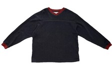 Columbia Men's Knit Pullover Sweater Blue/ Rust V-Neck Contrast Trim Long Sleeve