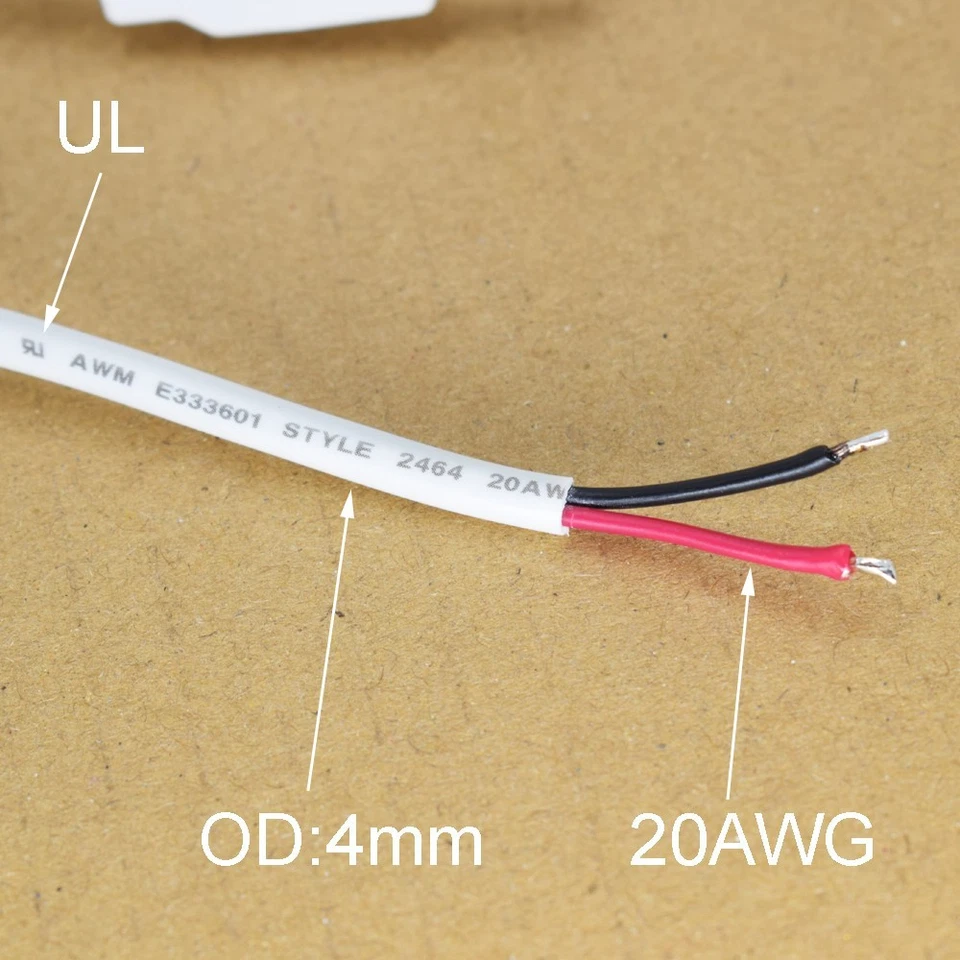 5pcs 20cm 20AWG DC Power 3.5x1.35mm Male Plug 2pin Wire DIY Pigtail Cable - Image 4 of 4