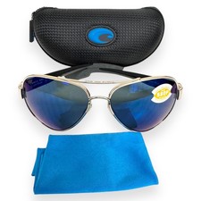 Costa Del Mar South Point Sunglasses Shiny Silver Blue Polarized 580P w/case