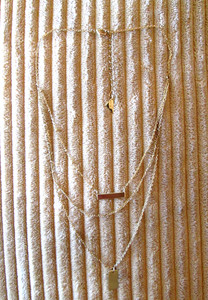 Authentic Sterling Forever 14K Gold Plated 3 Layers Pendant bar/Chain/Tag 18-20" Necklace