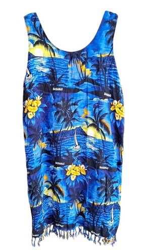 Fun Wear Womens XL Tunic Tropical Sleeveless Colorful Beach Shirt Boho Hippie - 第 1/5 張圖片