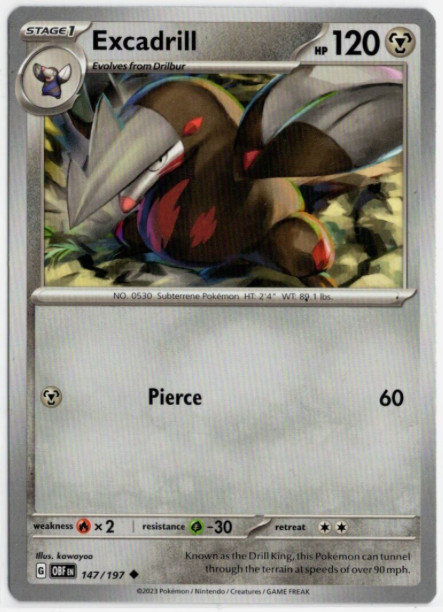 Excadrill - 147/197 - Pokemon - Obsidian Flames - NM/M