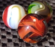 .76"-.70" LOT X3 JABO D.A.S. MARBLES -BLOOD RED AV. SWIRL TOYS NM