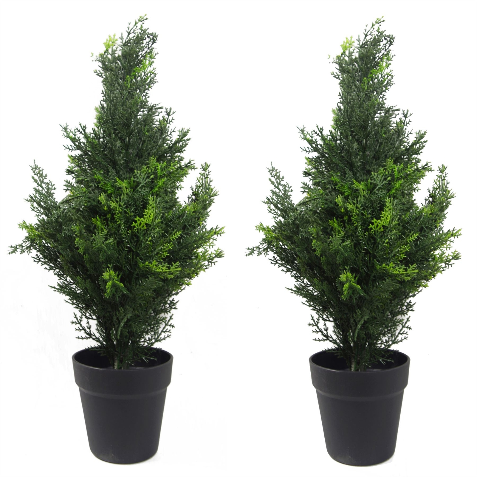 Pair Cedar Cypress Topiary Tree Artificial 60cm Realistic Plant