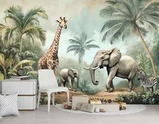 Jungle Wild Life Animals Kids Wallpaper Mural Removeable Washable Peel & Stick