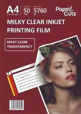 A4 Film Milky White Transparent Inkjet Print - 50 Sheets