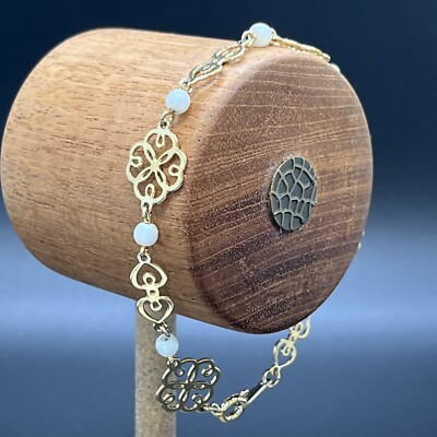 Avon Signed Heart Shapes & Pearls Floral Vintage Charming Gold Tone Bracelet