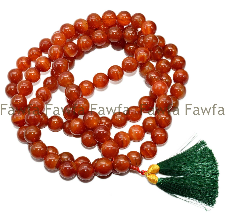 Enorme collar de curación budista Mala 108 cuentas de oración de ágata a rayas rojas de 20 mm Foto 3 de 4