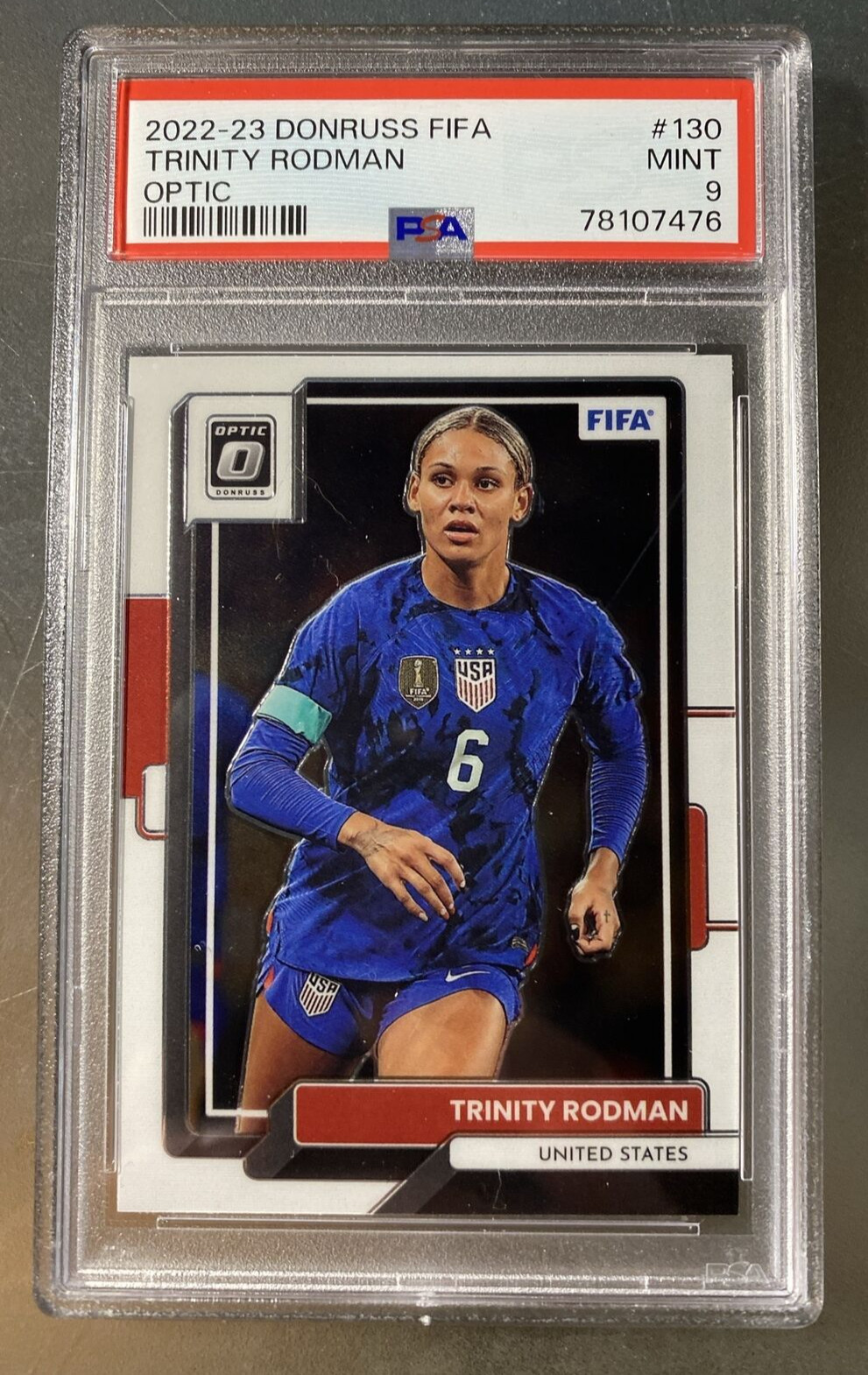 Trinity Rodman 2022-23 Donruss Optic FIFA Holo #130 PSA 9 Mint Soccer Card