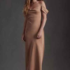 BHLDN Ira Satin Charmeuse Dress in Sand Dune sz 6